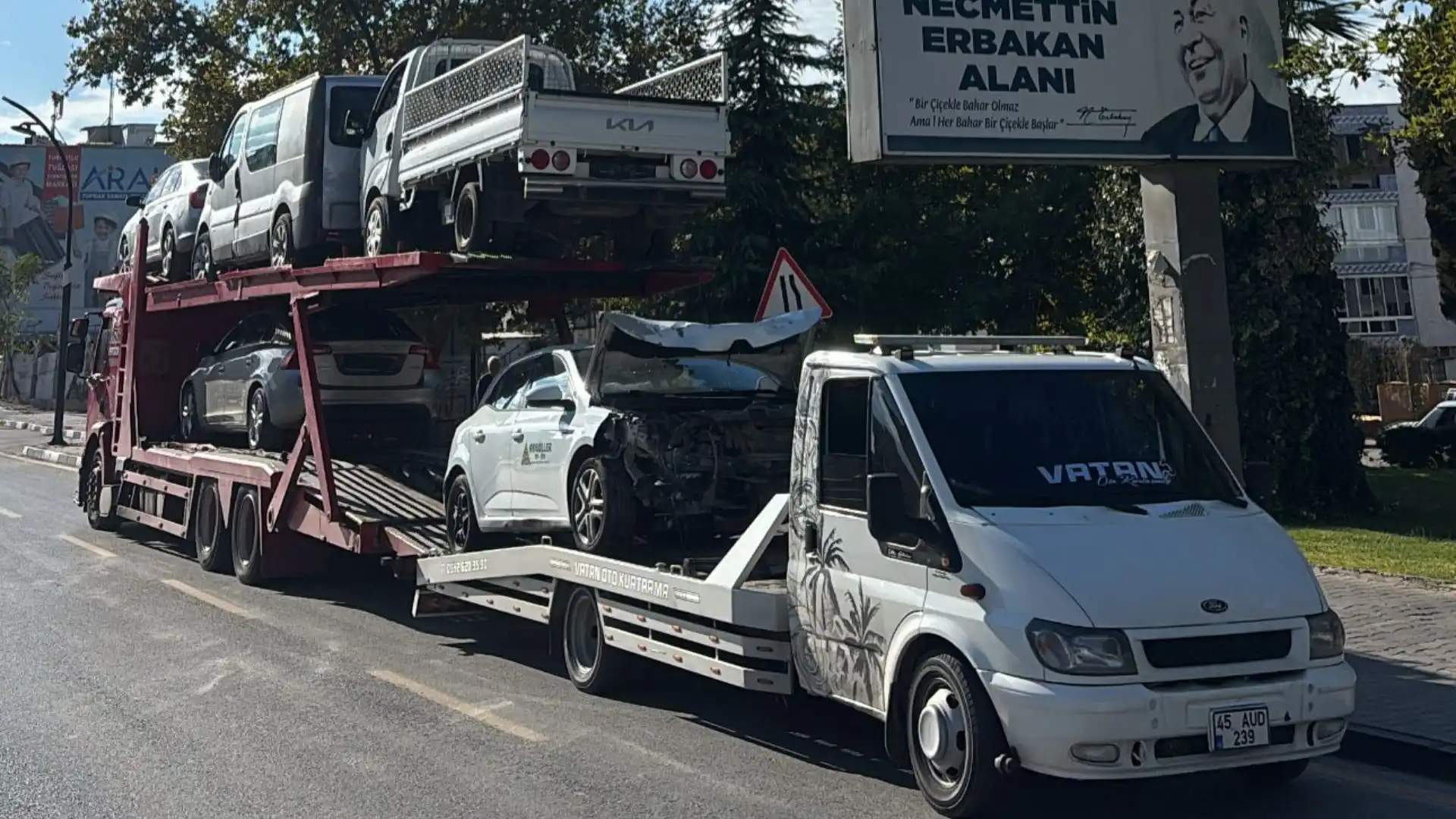 Çekici üzerinde araç